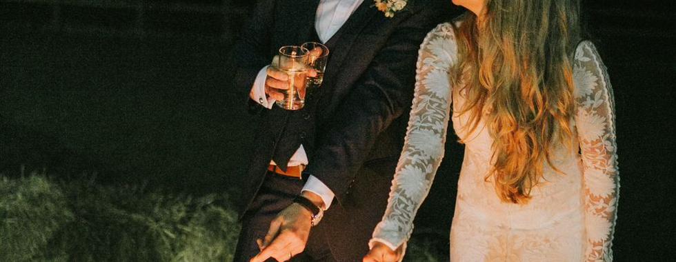 Grooms Winter wedding with bonfire