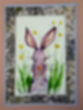 Bunny, Easter Hand-painted watercolor greeting card