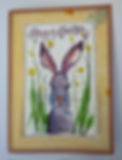 Bunny, Easter Hand-painted watercolor greeting card