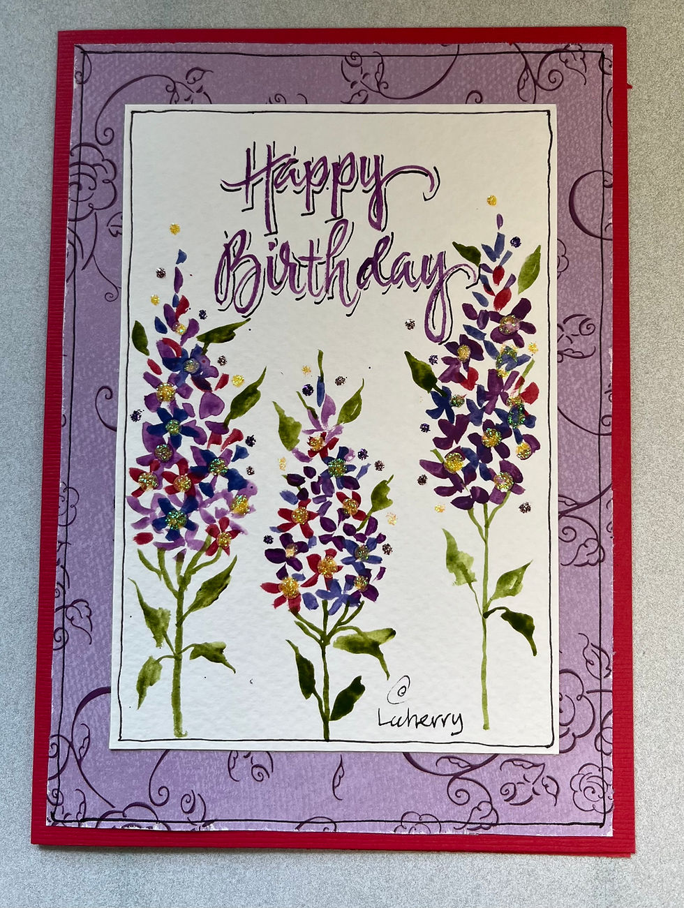 Thumbnail: "Lilacs Custom" Hand-painted Greeting Card