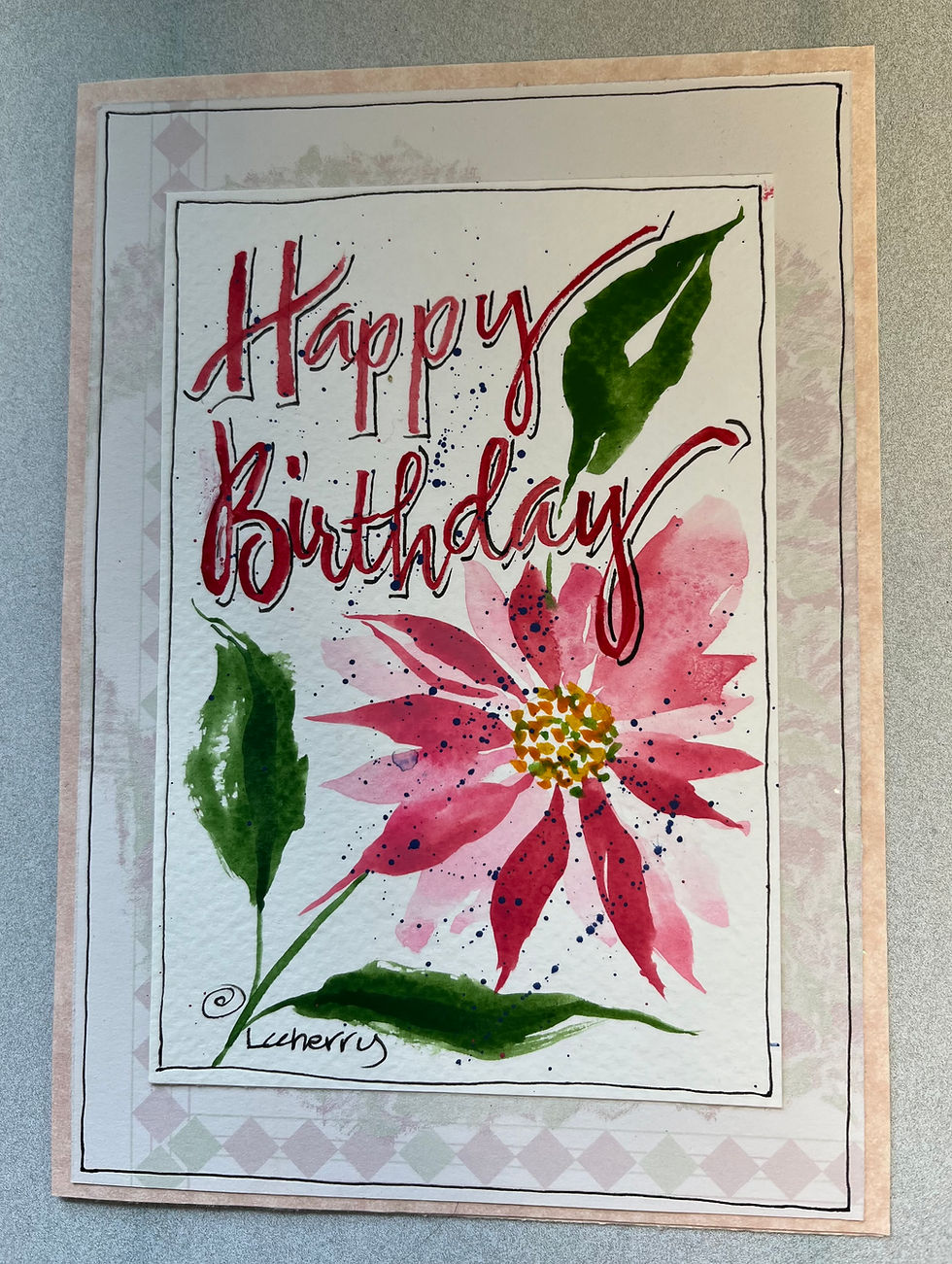 Thumbnail: "Splatter Floral Custom" Hand-painted greeting card