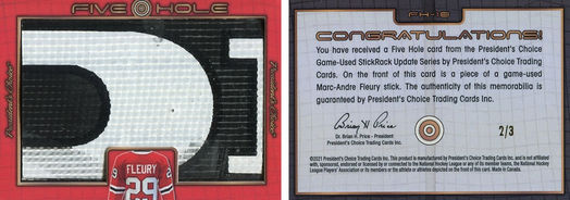 2021 President's Choice Game Used StickRack Update Five Hole.jpg