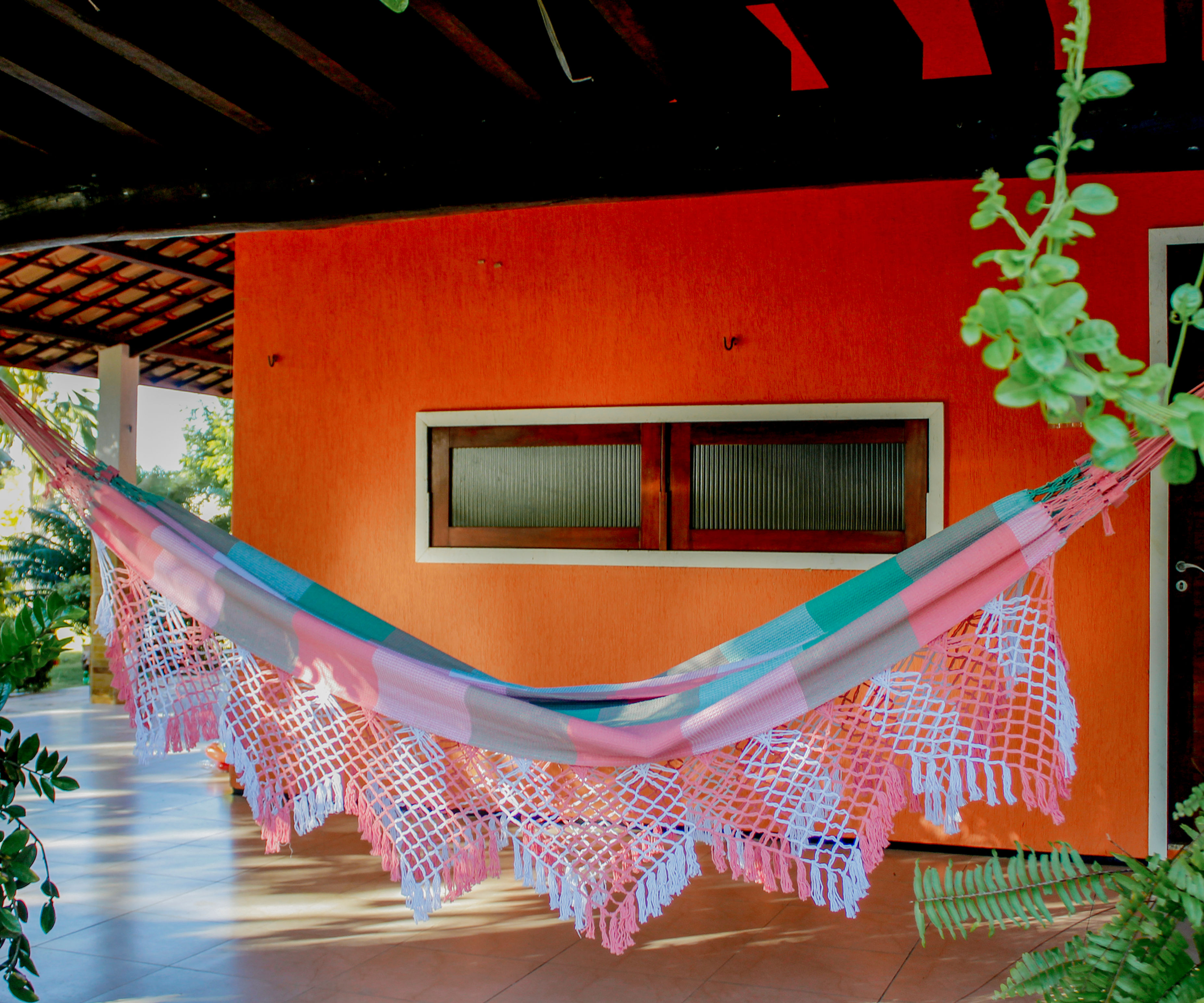 Rede Veraneio Dama Rosa com Cru e Verde