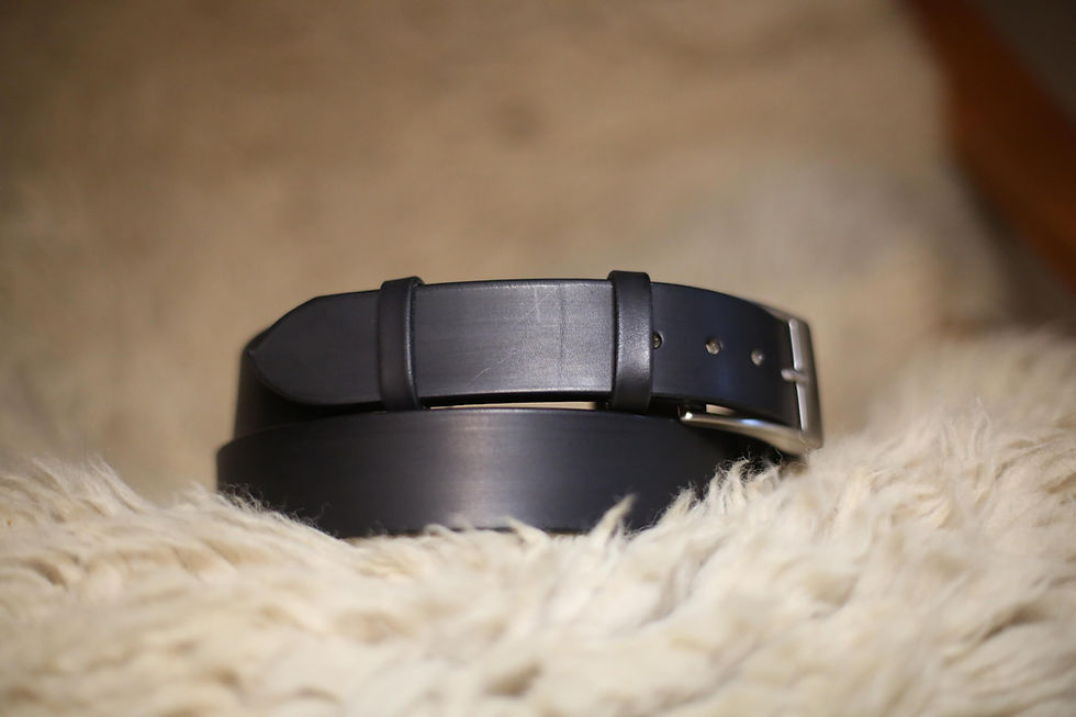 Thumbnail: Handmade Plain Black 35mm Jeans Belt | Beara Belts | Square Nickel Buckle |