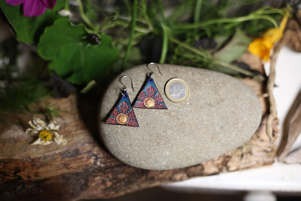 Thumbnail: Turquoise and Gold earrings | Handmade Leather Earrings | Beara Belts