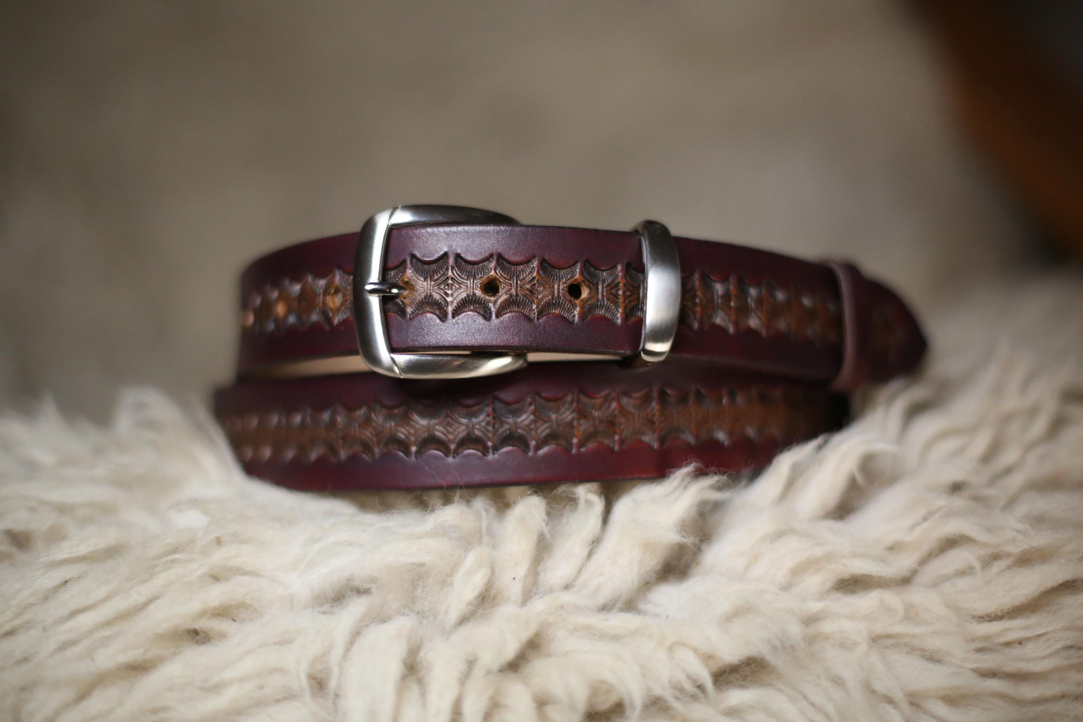 Brown Belt Hand Tooled | Beara Belts | 30mm wide | XT30-019