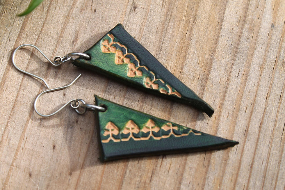 Thumbnail: Deep Green Earrings | Handmade triangle Leather Earring