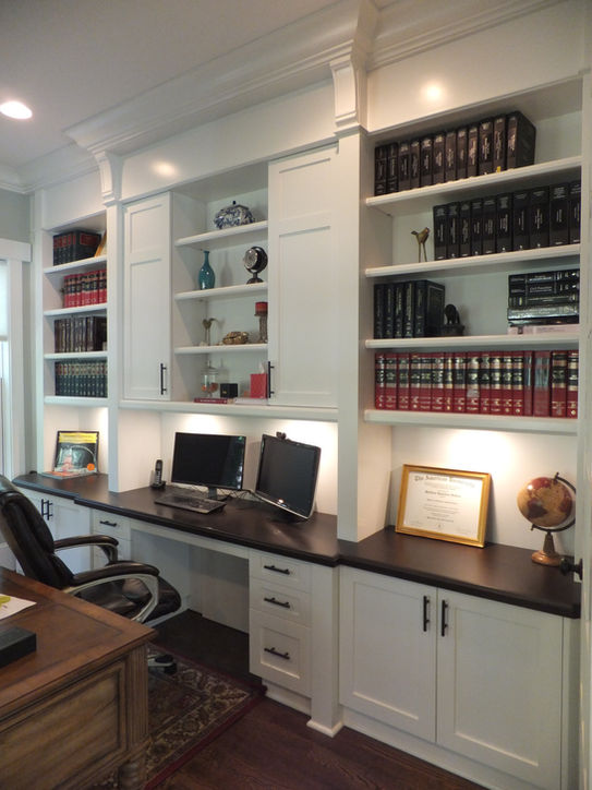 In-Home Custom Office Bookshelves, Audio/Visual, Wifi, File Cabinets, Audio/Visual Wifi, Storage, Lighting, Built-in organization space