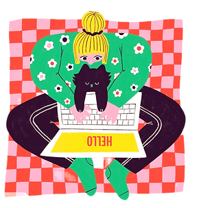 girl checking email illustration