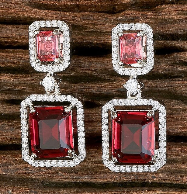 Thumbnail: Diamond earrings with stone 