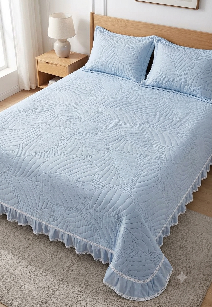 Premium Frill Quilted Bedcover with net detailing