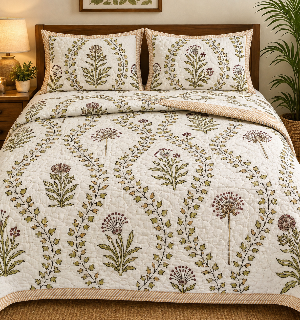 Hand Block Printed Bedcover - Reversible
