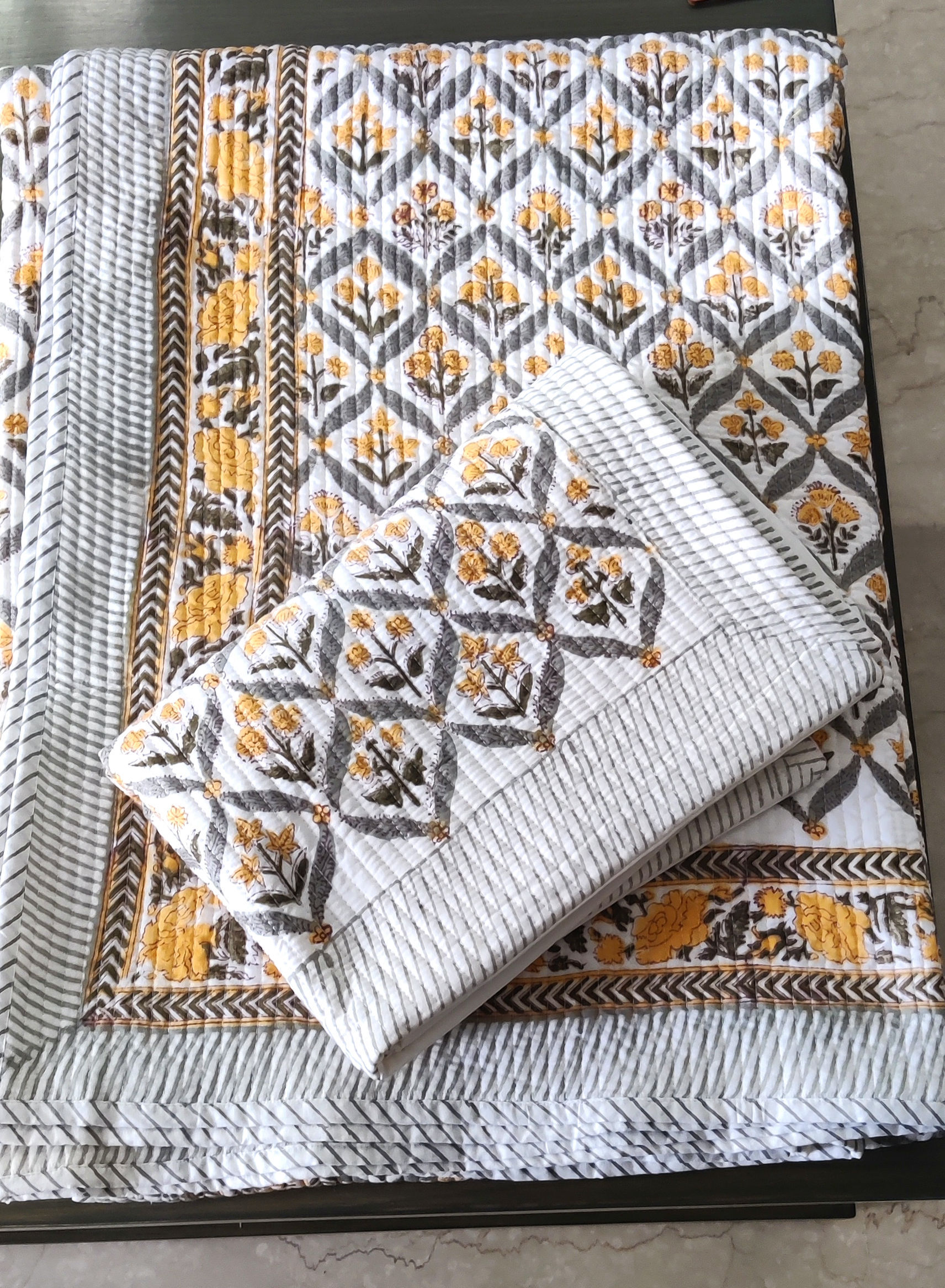  Premium Hand Block Printed  Quilted Bedcovers -  Ki