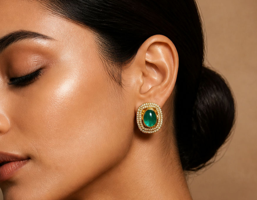 Polki earrings green