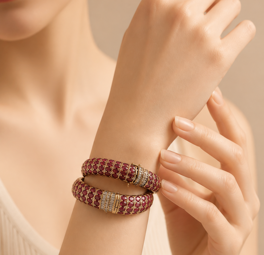 Polki bangle -red set of two