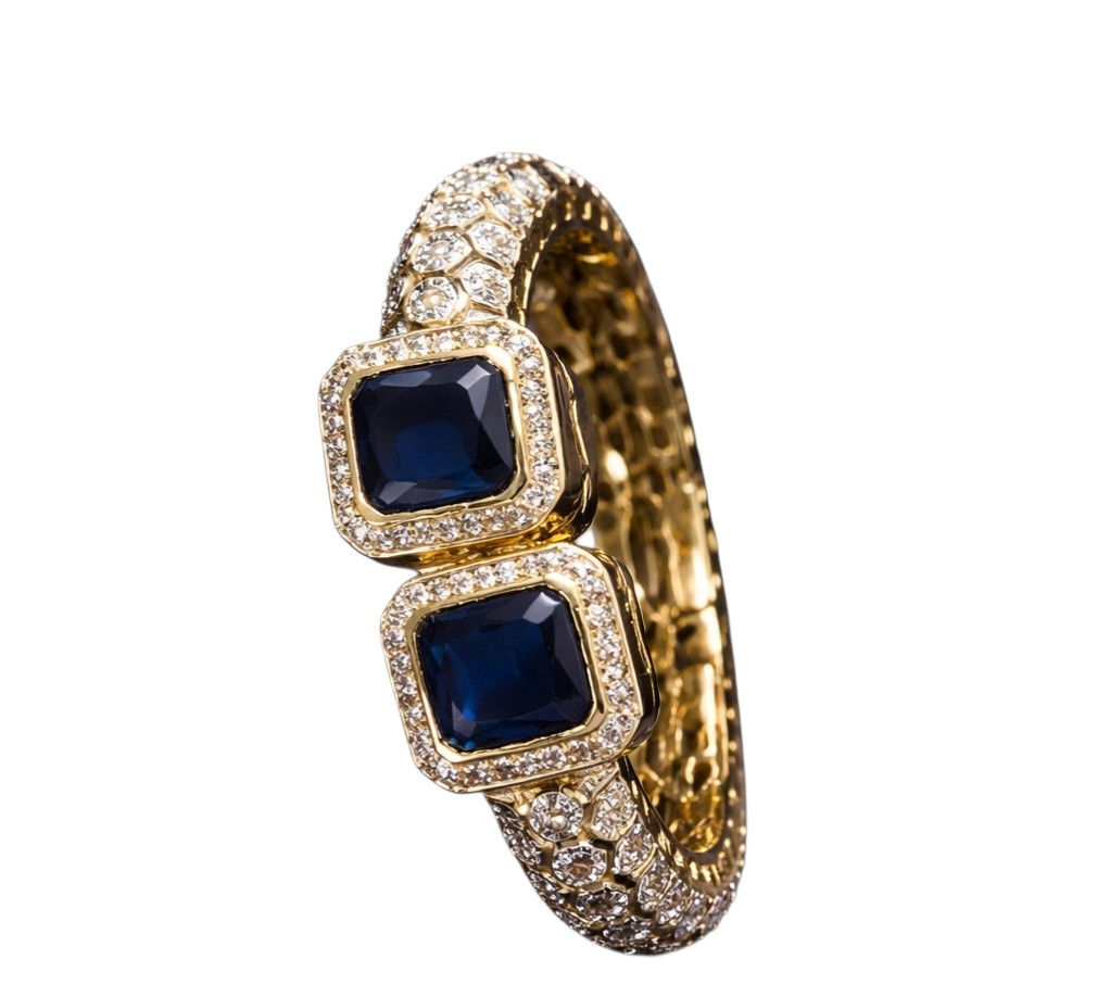 Blue Bracelet- gold plated oxidised