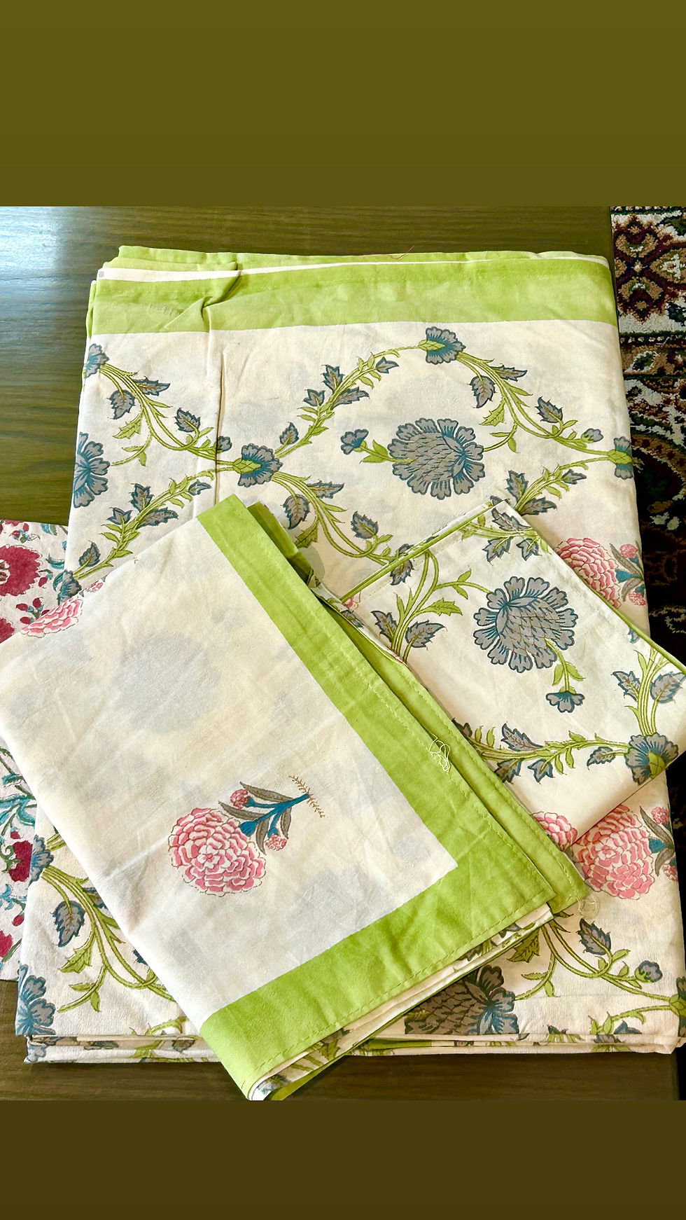 Thumbnail: Premium jaal Hand block Printed Bedcover -super king 