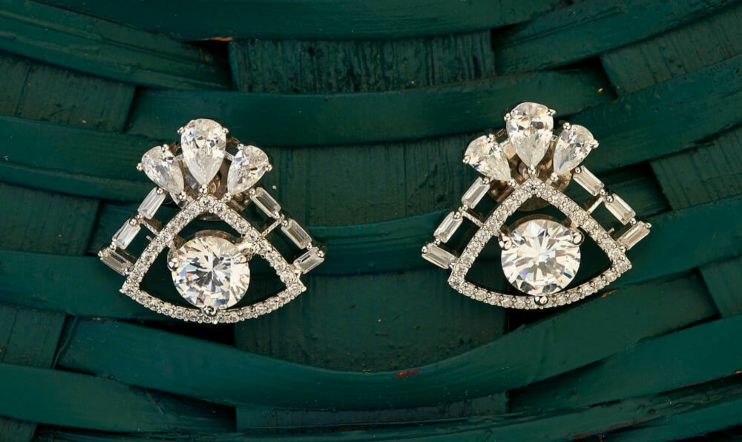 Rhodium finish solitaire Earrings
