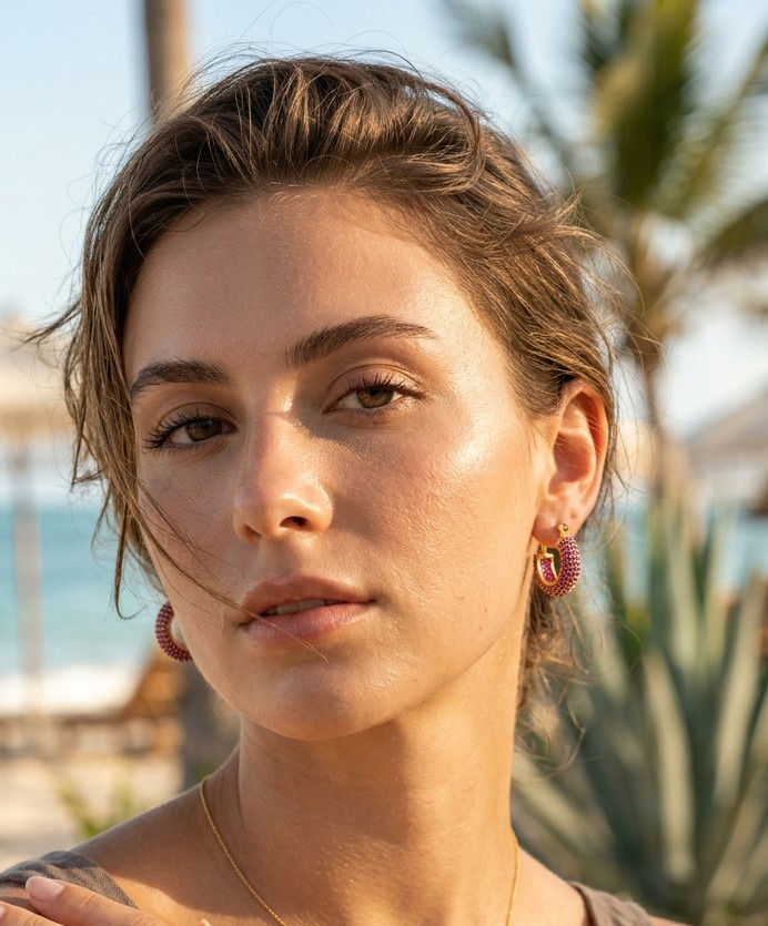 Polki earrings balis ruby