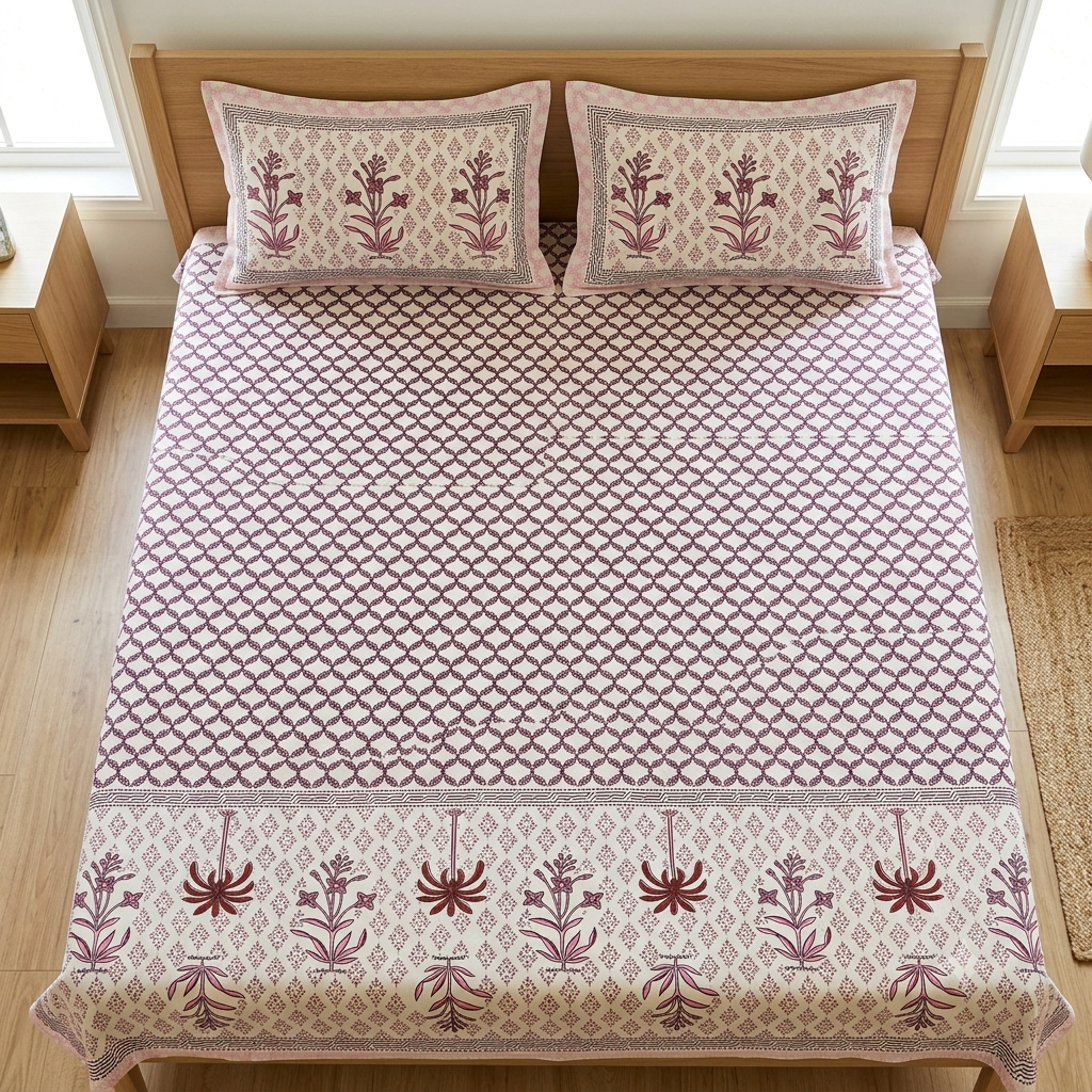 Hand block Printed Bedcover
