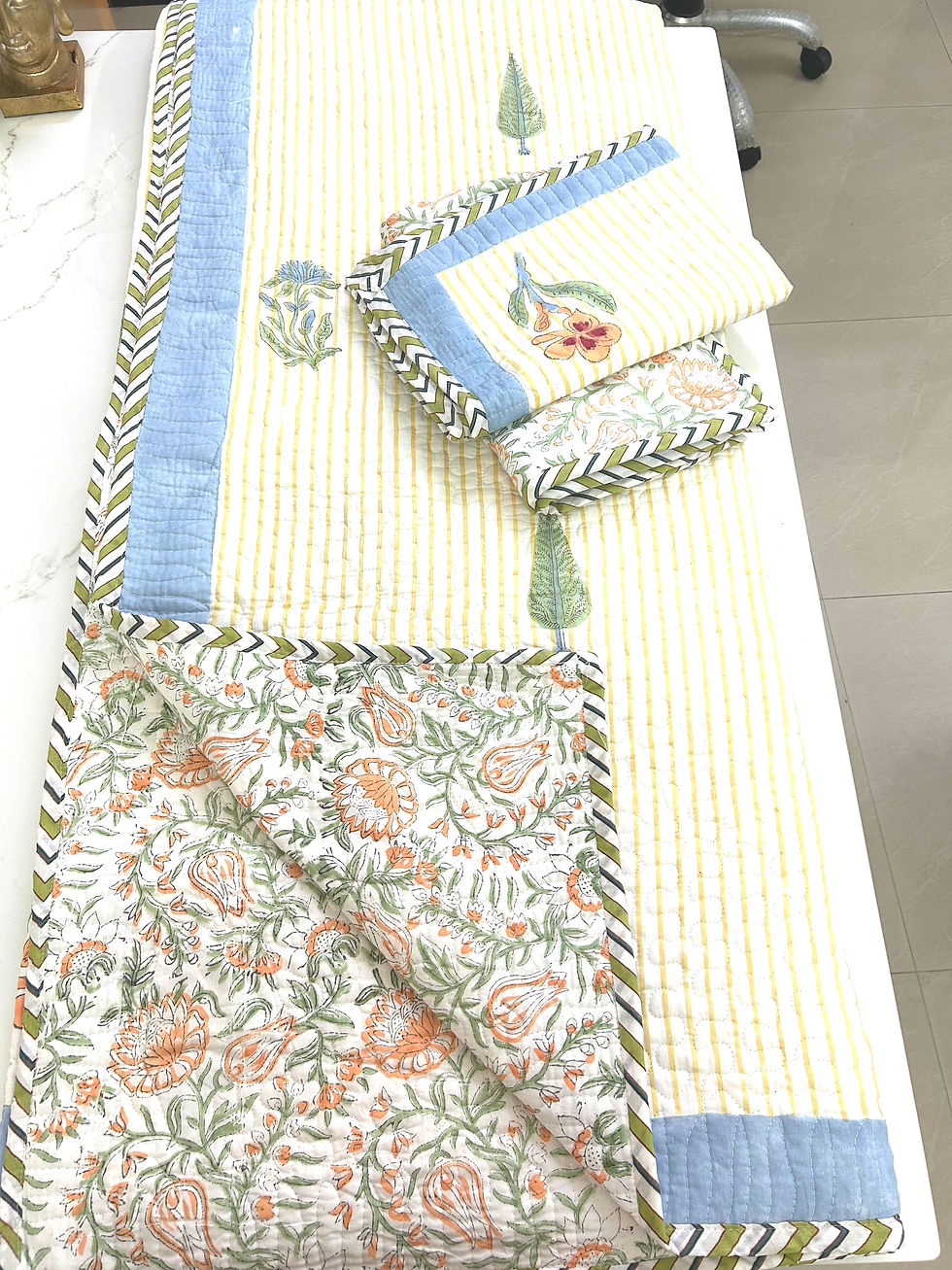 Thumbnail: Premium Booty  Hand Block Printed Bedcover 