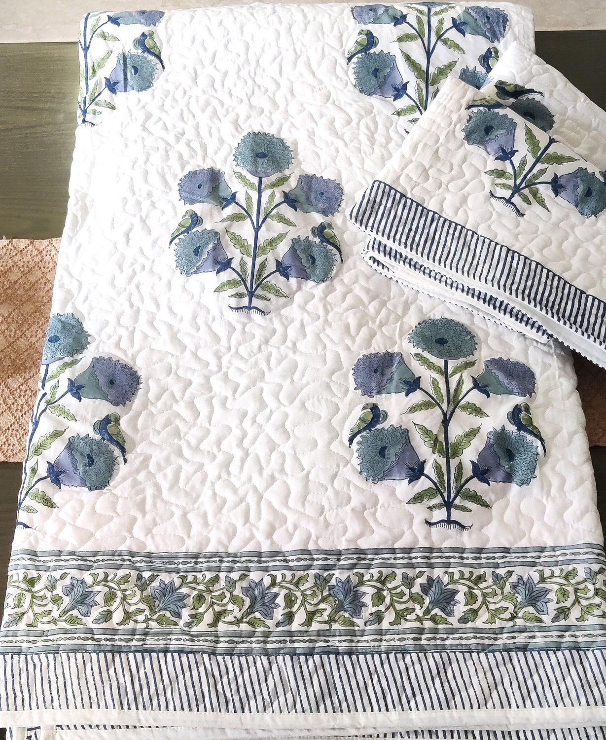 Premium Hand Block Printed Quilted Bedcovers - King Size