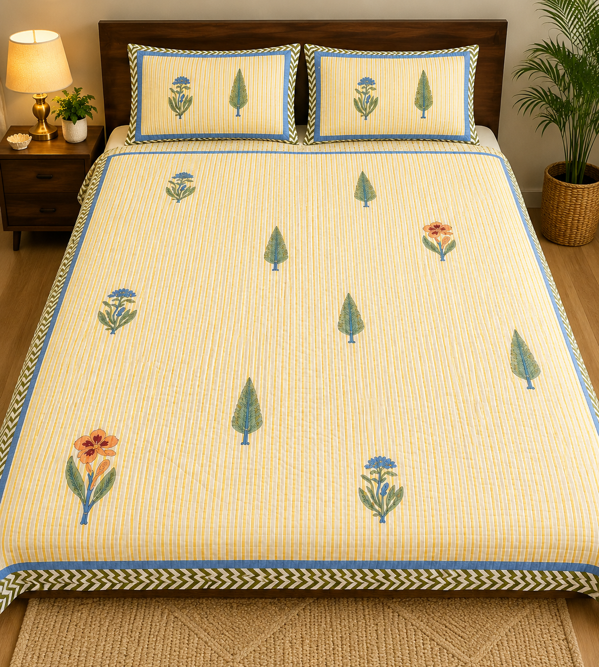 Premium Booty Hand Block Printed Bedcover