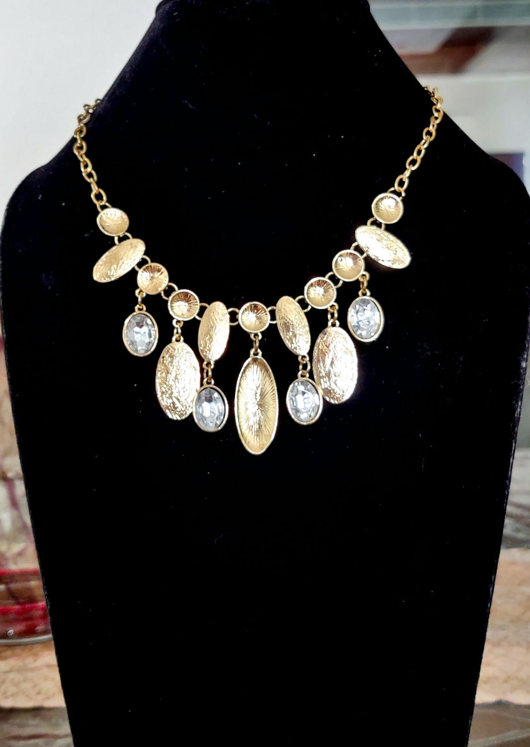 Gold Necklace with crystals