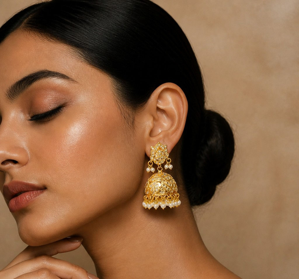 Jadao jhumka earrings