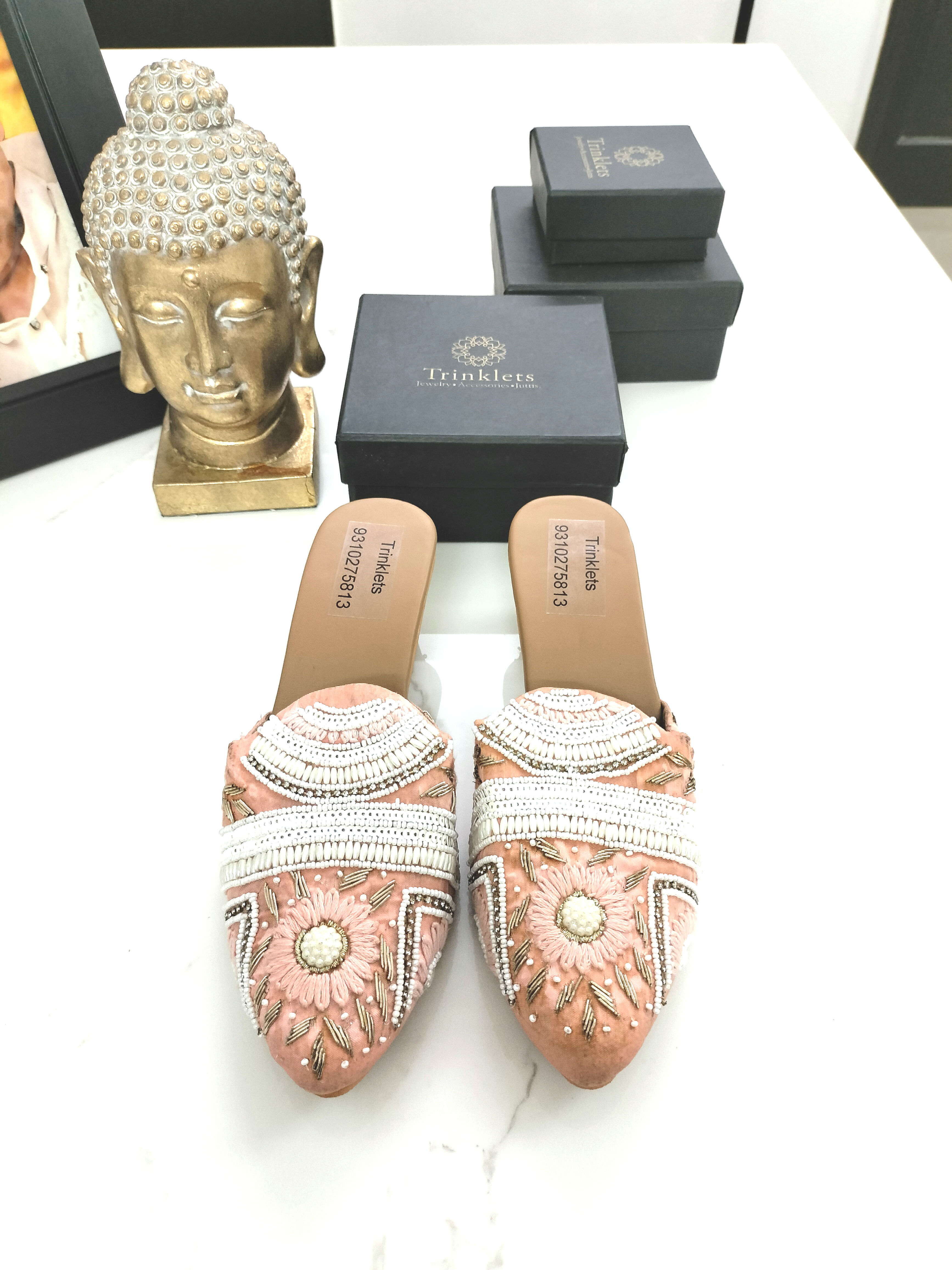 Peach Double Cushioned Mules with heels 