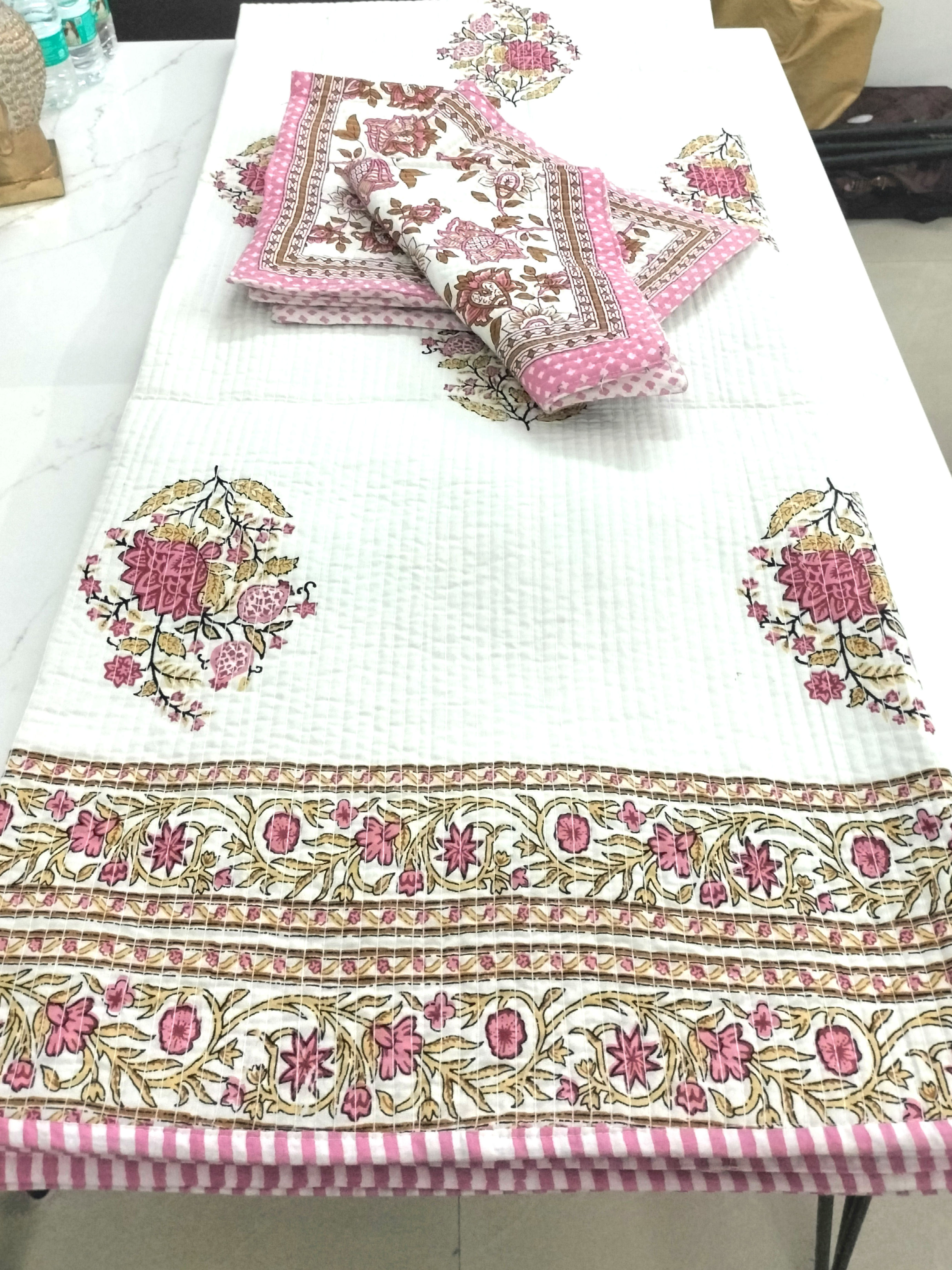 Block Printed Reversible Quilted Bedcover