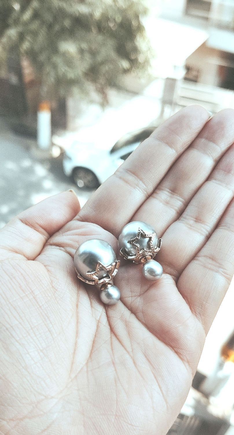 Thumbnail: Silver Double Pearl Earrings