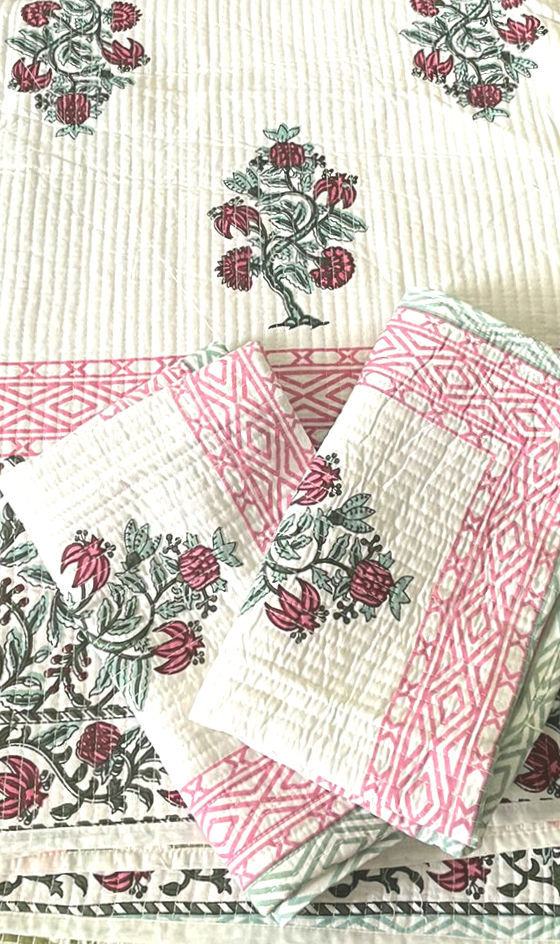 Block Printed Quilted Bedcovers - Reversible