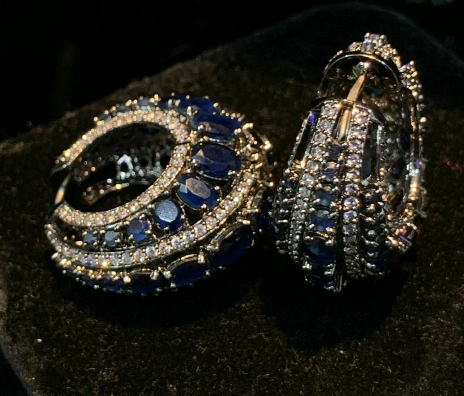 Blue sapphire Diamond bali Earrings