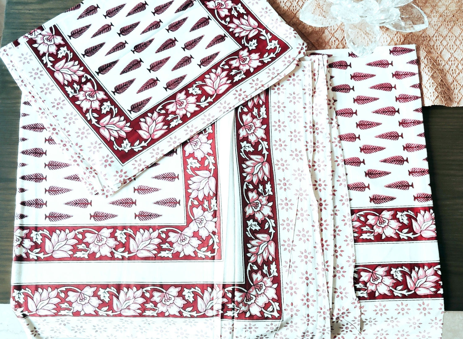 Pink Premium Hand Block Printed Bedcovers