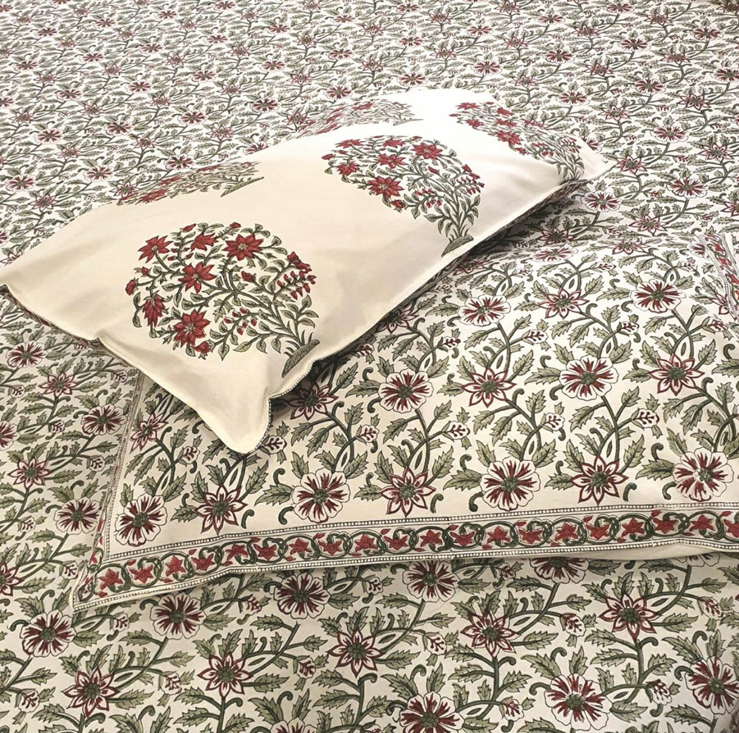 Gardenia Premium Hand Block Printed Bedcovers