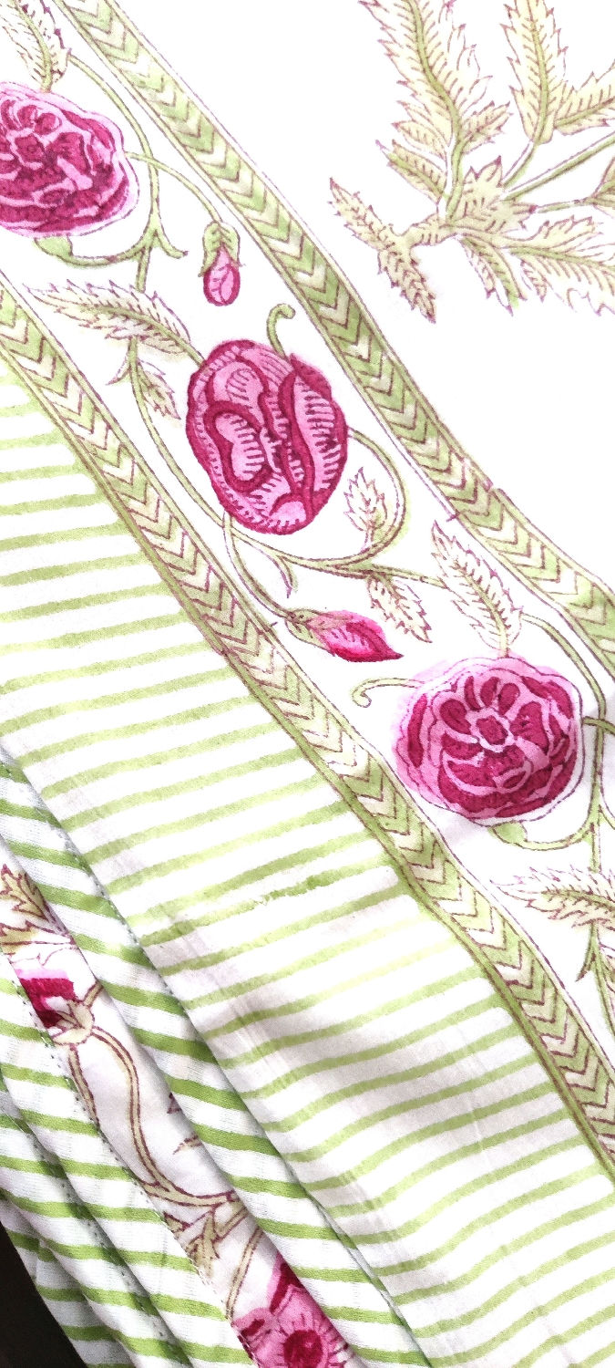 Thumbnail: Pink  Block Print Dohar Reversible - double 