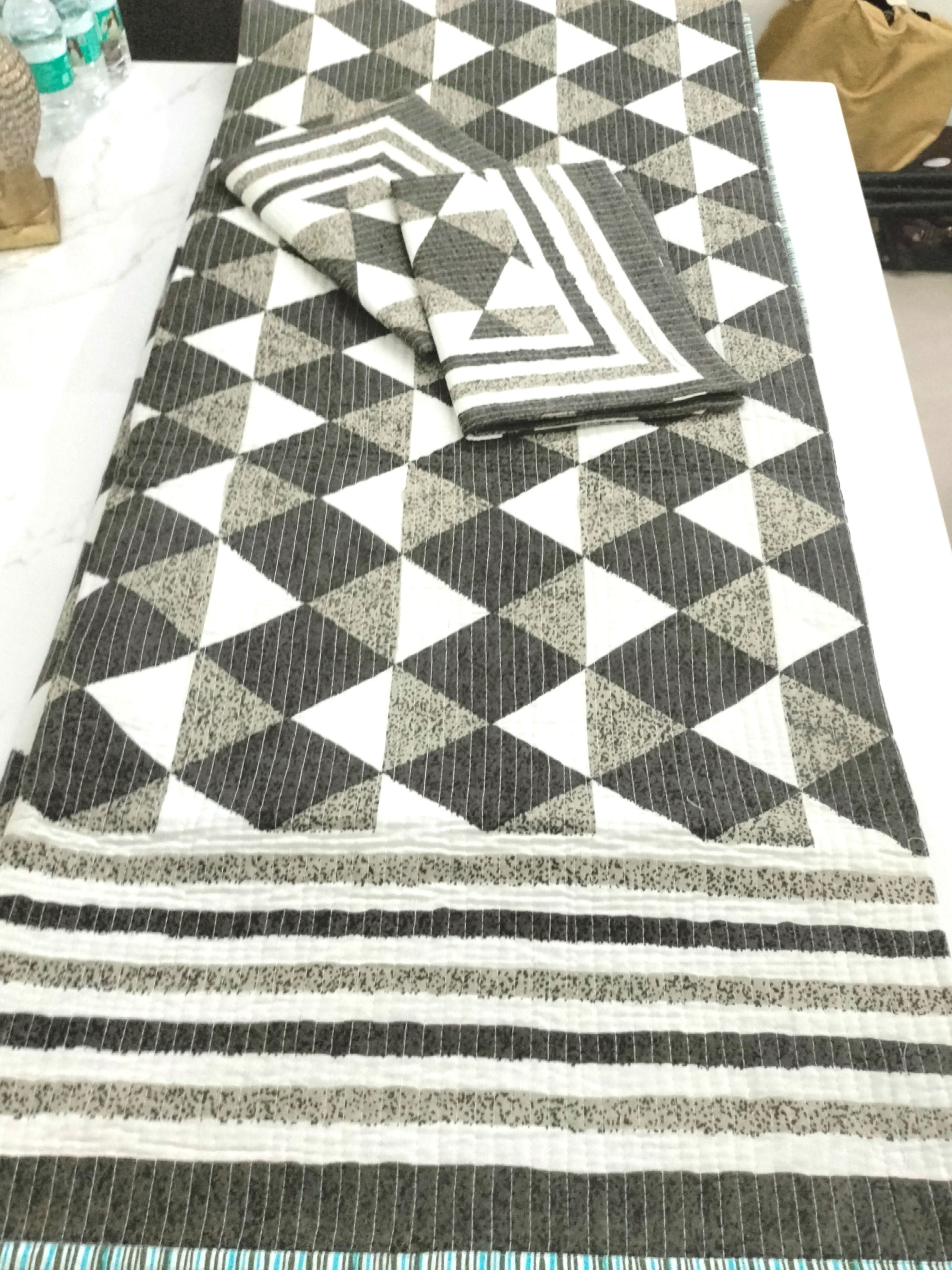 Block Printed Reversible Quilted Bedcover
