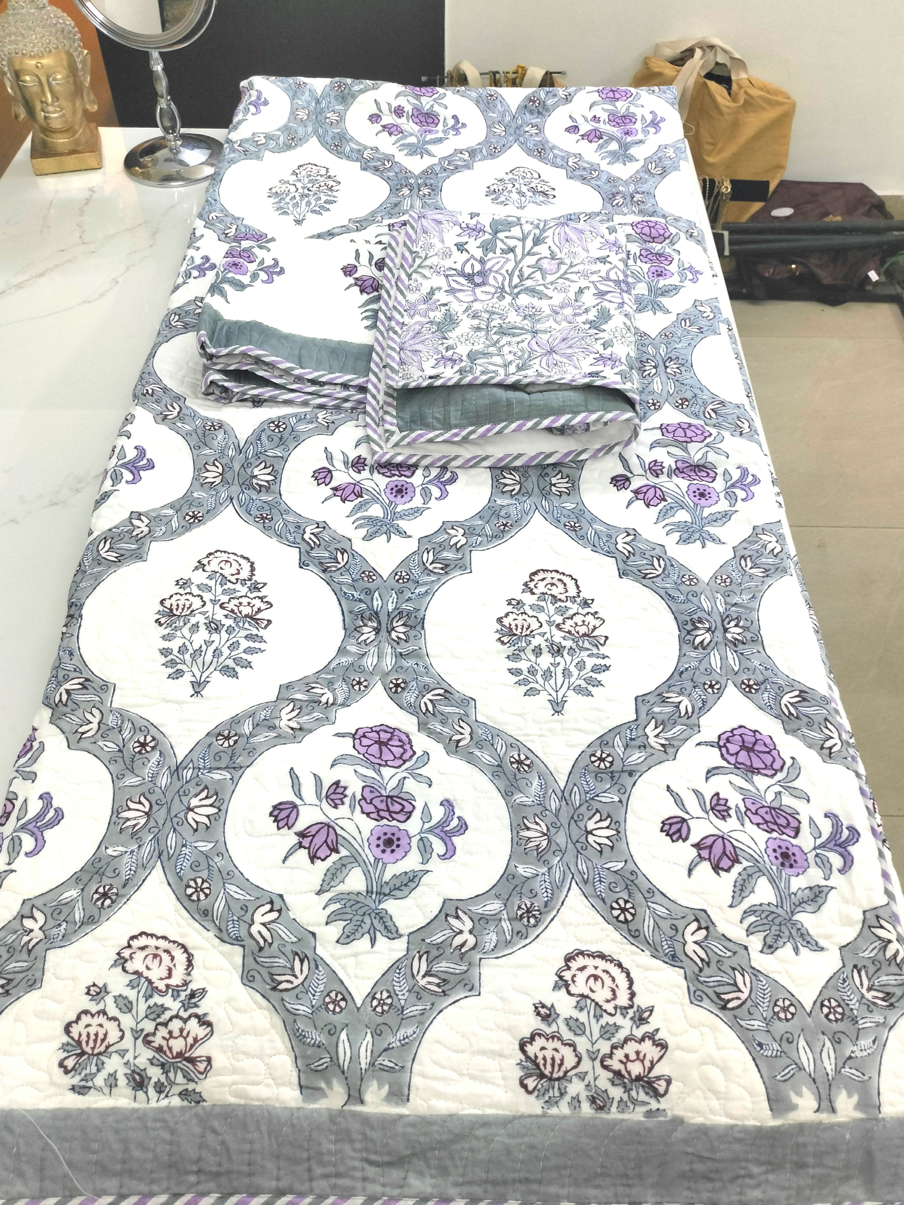 Premium Booty Hand Block Printed Bedcover