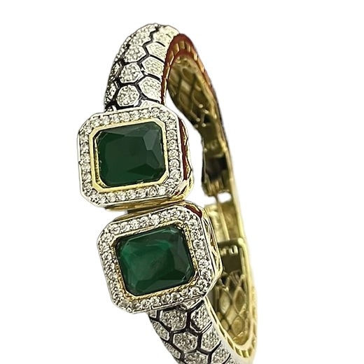 Green Bracelet- gold plated oxidised