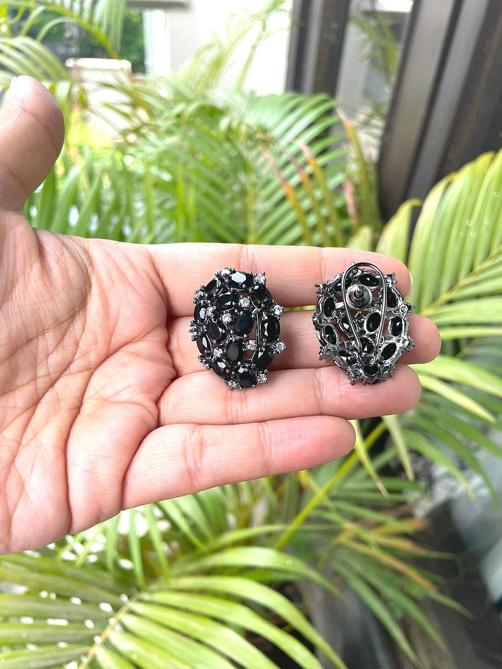 Thumbnail: Diamond Earrings - Black Onyx 