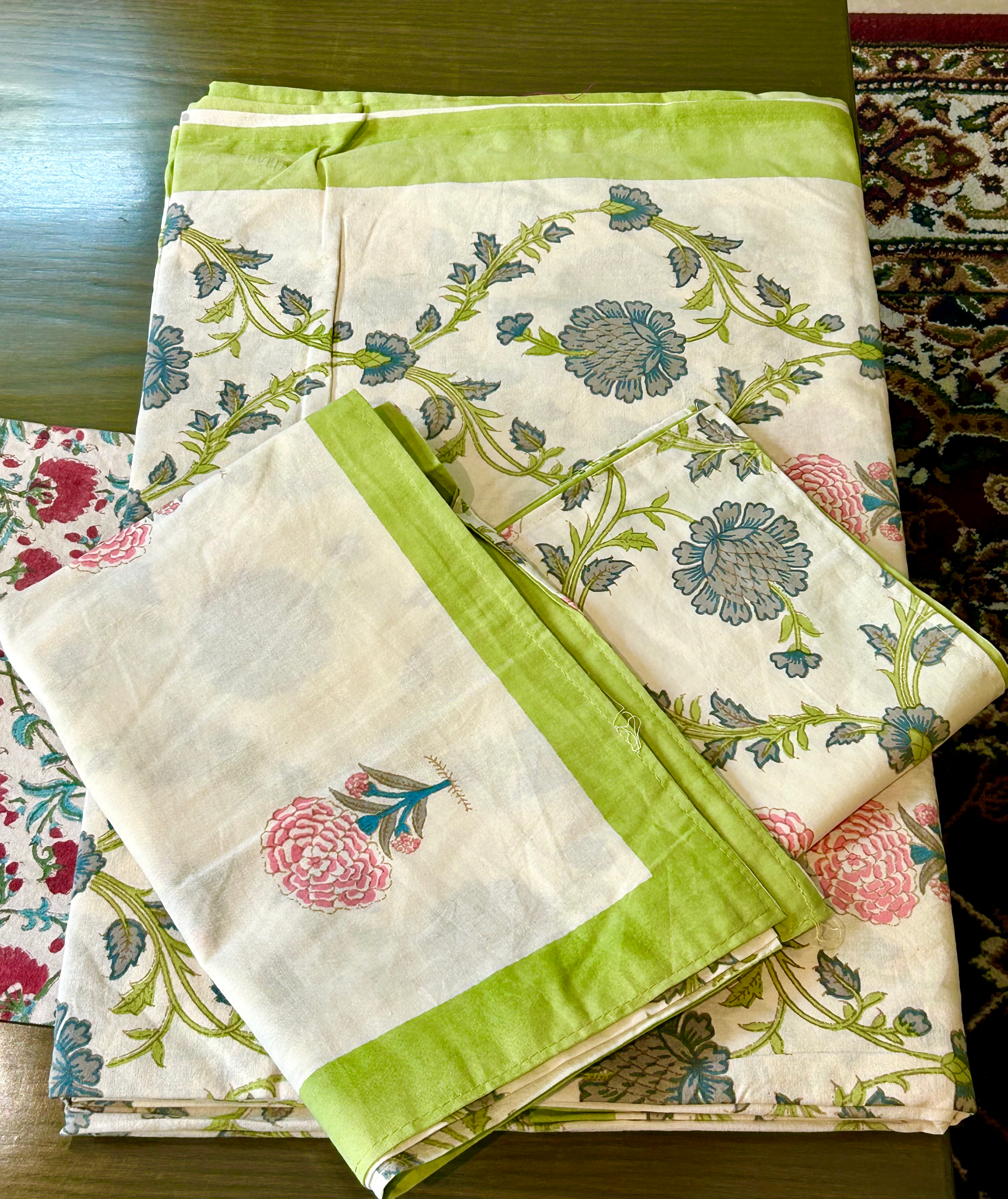 Premium jaal Hand block Printed Bedcover -super king 