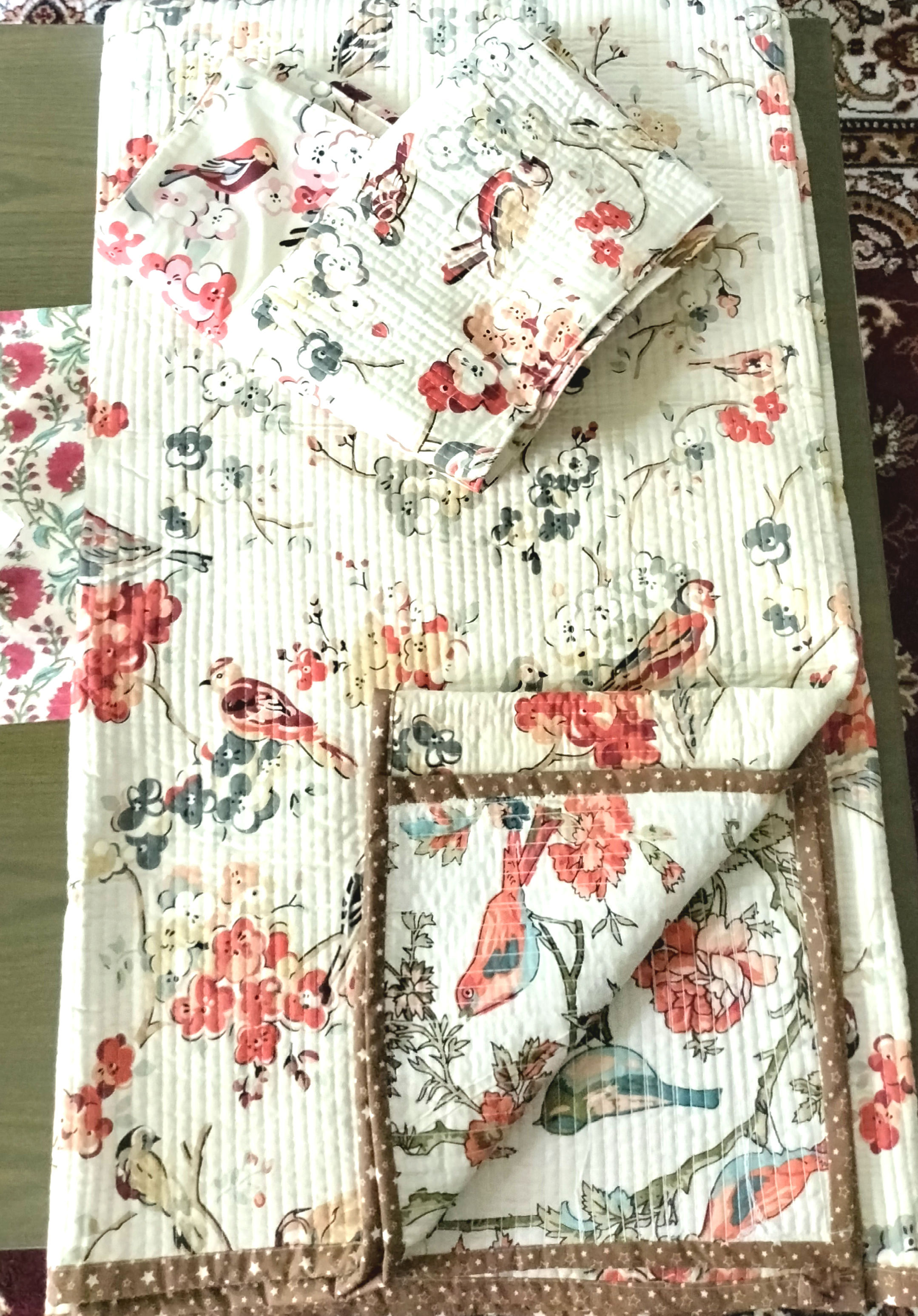 Hand Block Printed Reversible Quilted Bedcover