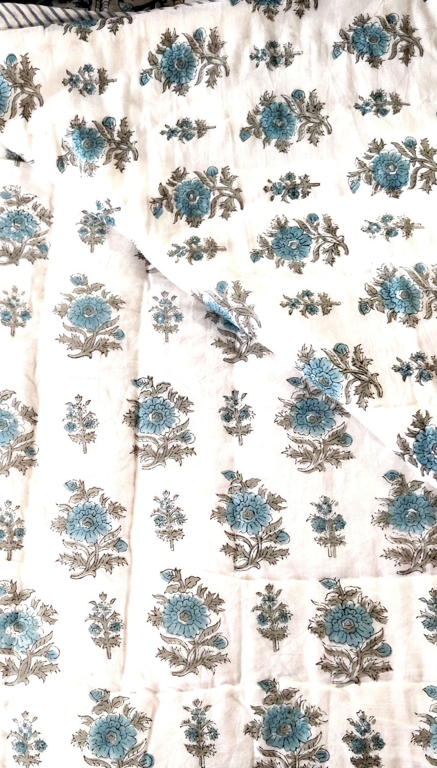 Thumbnail: Blue Premium Hand Block Printed  Quilt