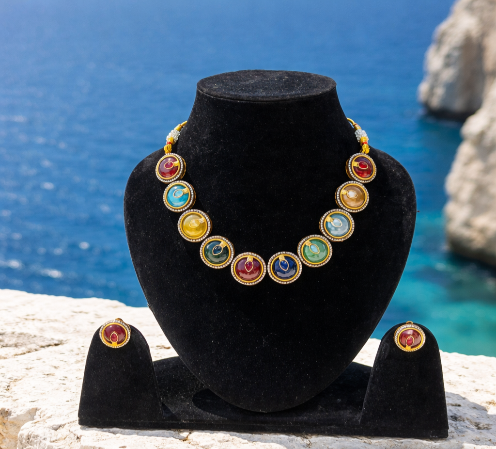 Multi stone Necklace - with earrings
