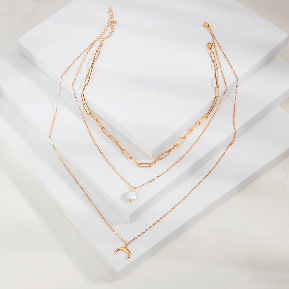 Three Layered Golden Necklace 