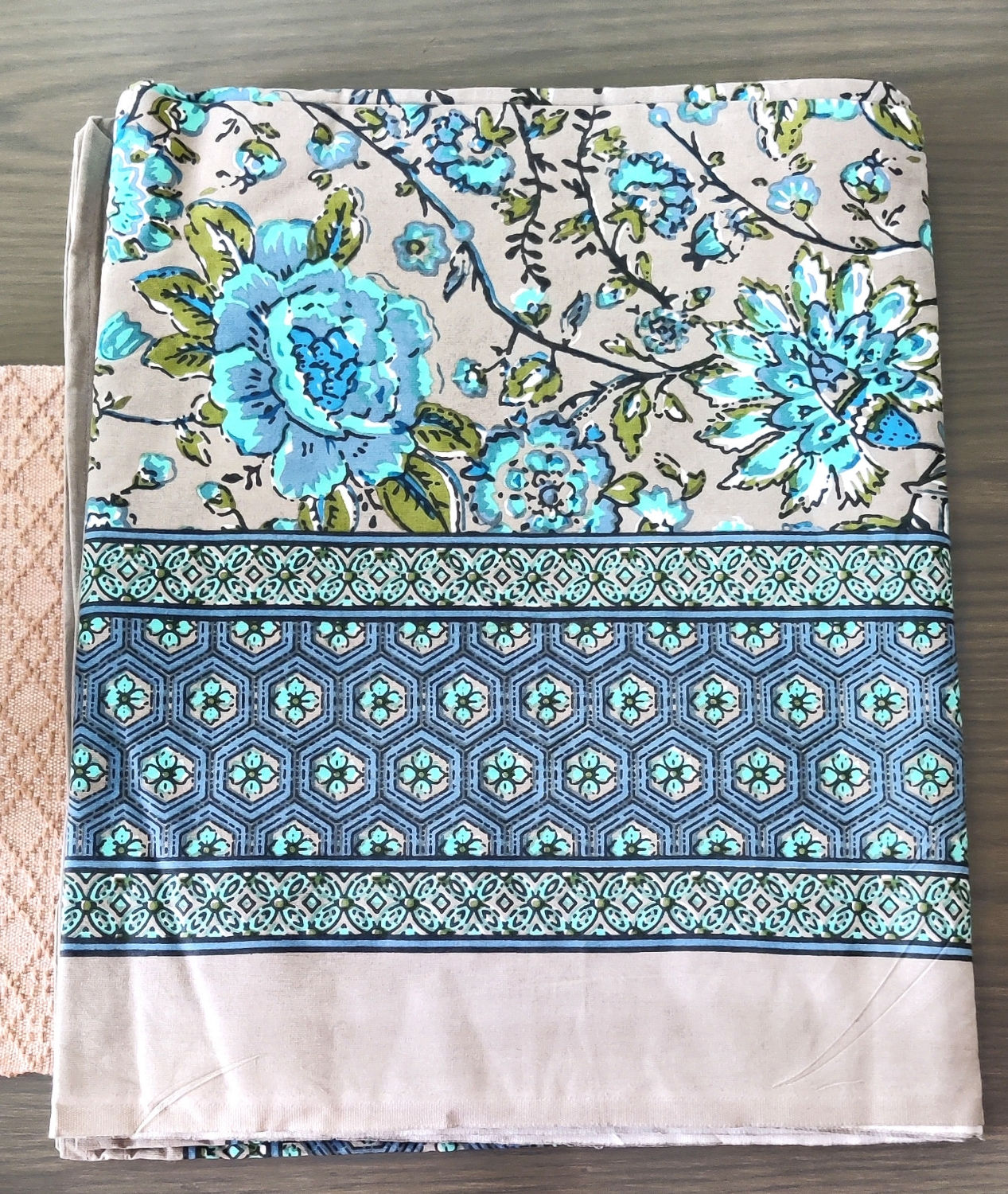 Gorgeous Grey Cotton Block Printed Bedcover - Super King