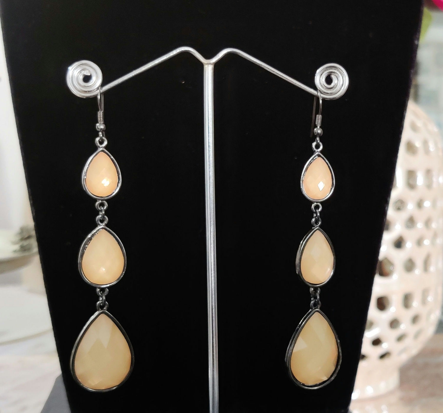 Three layered Stone fusion Earrings