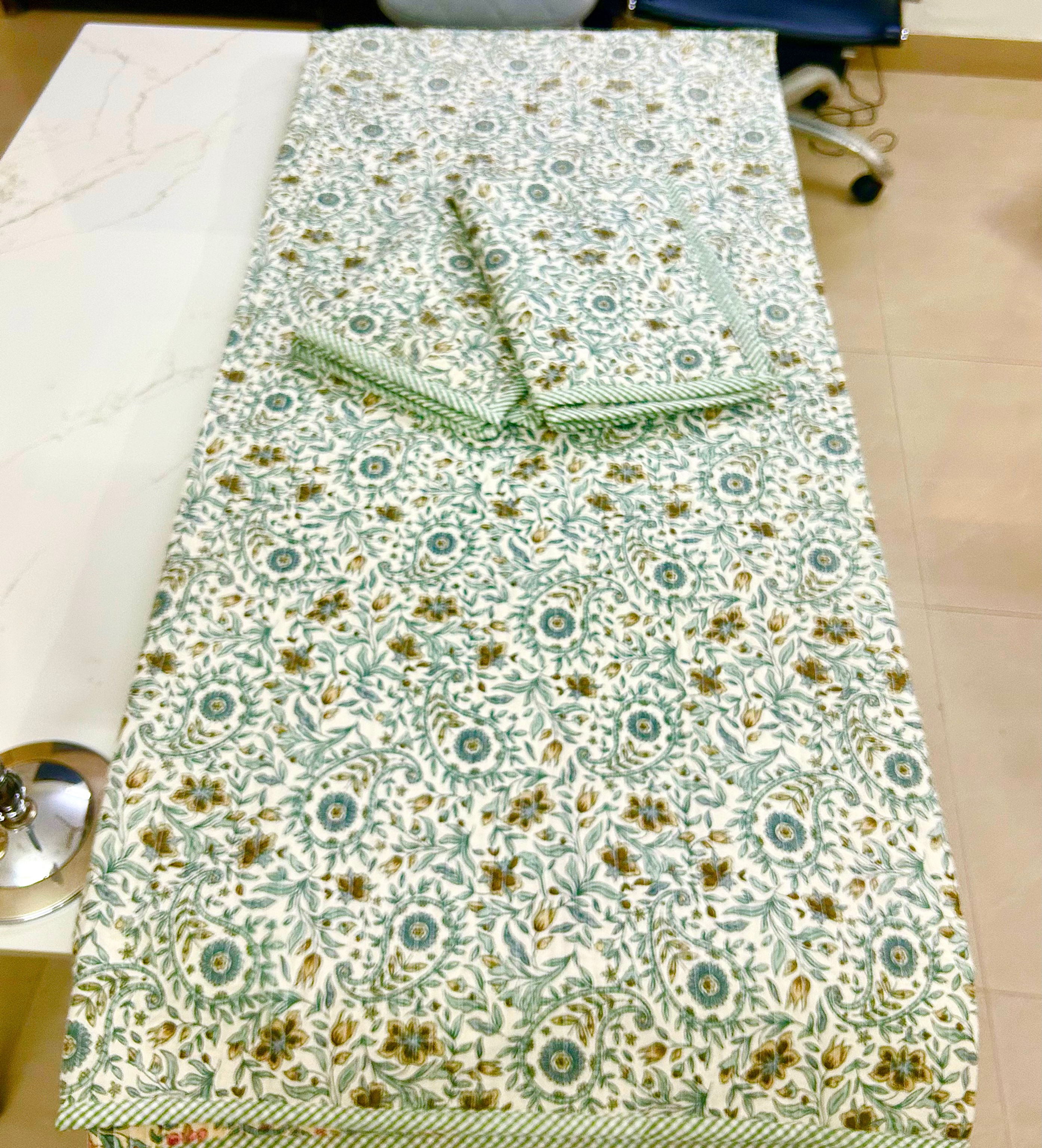 Printed Reversible Quilted Bedcover -Reversible