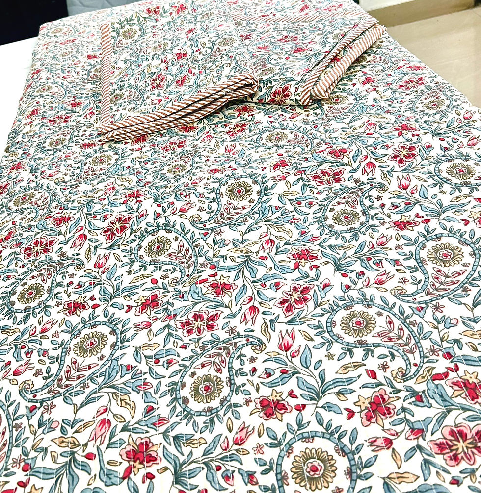 Thumbnail: Quilted Bedcover all over print  -Reversible 